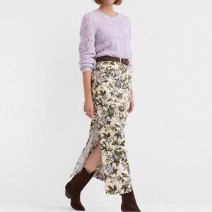 NWOT Loft Side Slit Floral Skirt